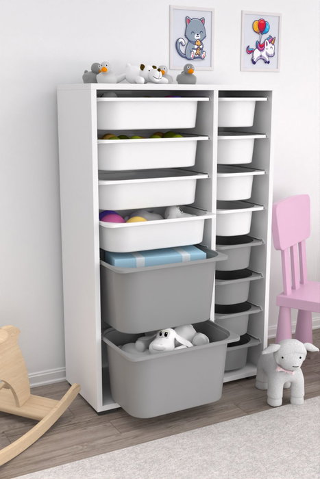 Hanah Home Armario Multiusos Blanco y Gris Hanah Home Armario Multiusos Blanco y Gris